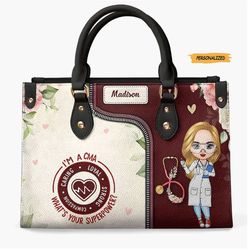 im a nurse personalized custom leather bag, nurses day, appreciation gift for nurse, gift for her, birthday gift