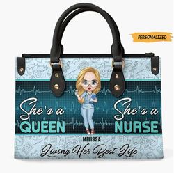 personalized leather bag, birthday, nurses day, juneteenth gift for nurse, nurse life, funny leather bag, custom nurse