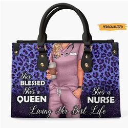 scrub life is the best life, personalized nurse leather bag, gift for nurse, funny leather bag, custom nurse and name