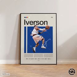 allen iverson poster, philadelphia 76ers print, nba poster, sports poster, modern sports art, basketball gift, sports be