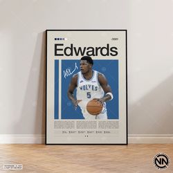 anthony edwards poster, timberwolves print, nba poster, sports poster, mid century modern, nba fans, basketball gift, sp