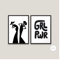 set of 2 fashion photography girl power black