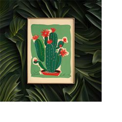 cute cactus poster | maximalist decor - botanical