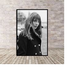 jane birkin poster, black and white photography, canvas