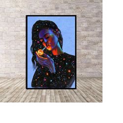 psychedelic galaxy sky dark night poster or canvas