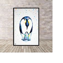 watercolour penguin marc allante poster or canvas wall