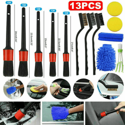 13pcs car detailing brush kit boar hair vehicle auto engine wheel clean brushes