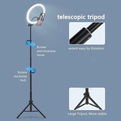 compatible with apple, video light, dimmable light, selfie led ring light, usb ring light, with tripod frame light