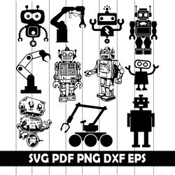 robot svg bundle, robot svg, robot clipart, robot vector, robot png, robot eps, robot dxf, robot pdf, robot