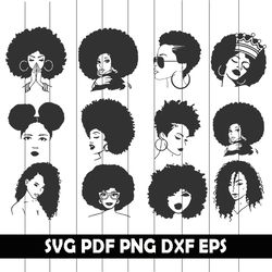 afro woman svg, afro silhouette, afro woman clipart, afro woman vector, afro woman cutfile, afro woman eps, afro woman