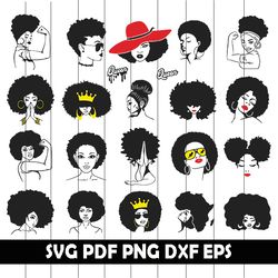Afro Queen SVG, Afro Silhouette, Afro Woman Clipart, Afro Woman Vector, Afro Woman Cutfile, Afro Woman Eps, Afro Woman