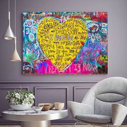 love hearts canvas wall art love hearts graffiti print abstract hearts banksy canvas art modern graffiti art romantic ar