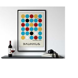 mid century modern bauhaus poster, maximalist wall art,