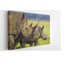 rhino family, canvas wall art print | poster