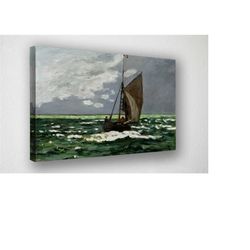 claude monet, seascape, storm wall art canvas, canvas