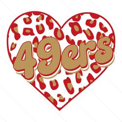 49ers heart leopard svg digital download