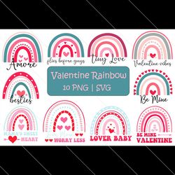 valentine rainbow svg| png, valentine png