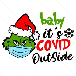 baby its covid outside grinch svg, christmas svg, xmas svg, merry christmas, covid svg, coronavirus svg, facemask svg, q