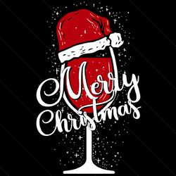 merry christmas glass of wine, christmas svg, xmas svg, merry christmas, christmas party, christmas wine, santa hat, win