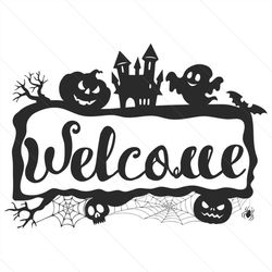 welcome to haunted house svg, halloween svg, halloween castle svg