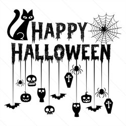 happy halloween svg, halloween svg, halloween black cat svg