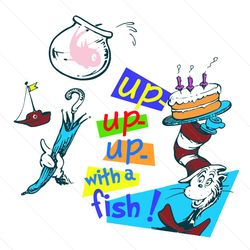 up up up with a fish cat in the hat svg cutting files