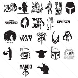 star wars bundle baby yoda mandalorian the child grogu boba fett helmet svg