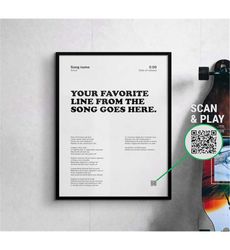 custom song lyric print, scan and play wall