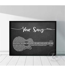 song lyrics guitar print music wall art birthday