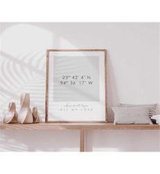 coordinates custom print, digital download, valentine&39s day gift,