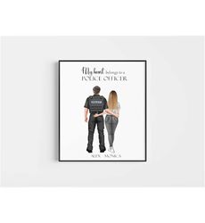 police officer couple print, policeman personalised poster, gift