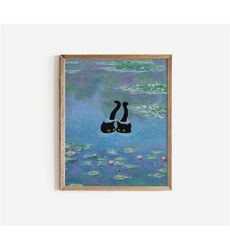 cat print monet waterlily funny gift poster wall