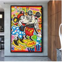 mickey and minnie mouse graffiti pop art canvas print - mickey mouse pop art graffiti wall art, pop art graffiti home de