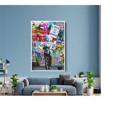 banksy einstein graffiti pop art canvas print, banksy einstein, street graffiti wall art, einstein pop art canvas