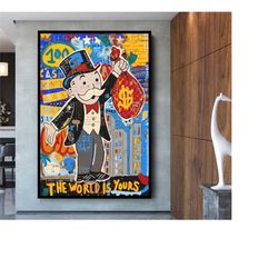 banksy monopoly pop art graffiti canvas print art, banksy poster, monopoly art, banksy graffiti canvas, pop art print