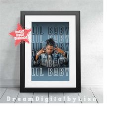 lil baby poster download, lil baby printable design, lil baby card, rap artist poster, lil baby gift, bedroom art, insta