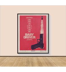 baby driver movie poster print, canvas wall art,
