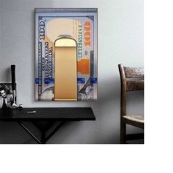 the power of money: a 100 dollar bill motivational canvas art with money clip