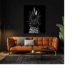 silver pineapple fruit food kitchen gift tropical luxury canvas wall art pop home decor poster