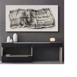 beyond currency: a 100 dollar bill motivational canvas art without monetary value