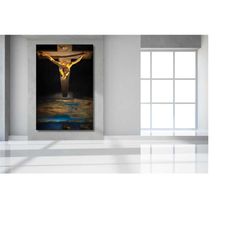 salvador dali christ of st john of the cross canvas wall art print,lord jesus print art,salvador dali exhibition poster