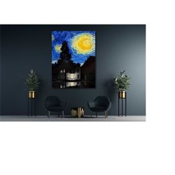 ren magritte night sky house , rene magritte canvas wall art, rene magritte poster a night with stars print,surrealism h