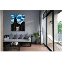 ren magritte night sky house , rene magritte canvas wall art, rene magritte poster the empire of light print,surrealism