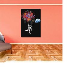 banksy astronaut canvas wall art graffiti canvas print nasa wall art banksy inspired space astronaut art street art pop