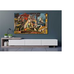 pablo picasso - mediterranean landscape canvas wall art, classical art, modern fine art print home decor wall art, livin