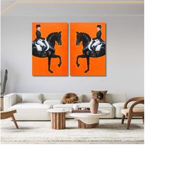 set of 2 horse reproduction canvas wall art print,modern wall art,horse wall art,horse print,horse painting, horse museu