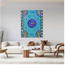 extra large canvas wall art anatolian art, turkish tile art, ottoman tile art,ini art canvas wall art arabic calligraphy