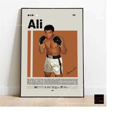 muhammad ali boxing poster digital download, boxing wall dcor, mid-century modern, motivational wall art, sports bedroom