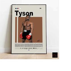 mike tyson boxing poster digital download, boxing wall dcor, mid-century modern, motivational wall art, sports bedroom p