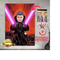 baby star wars portrait for posters or canvases as a funny star wars lover gift